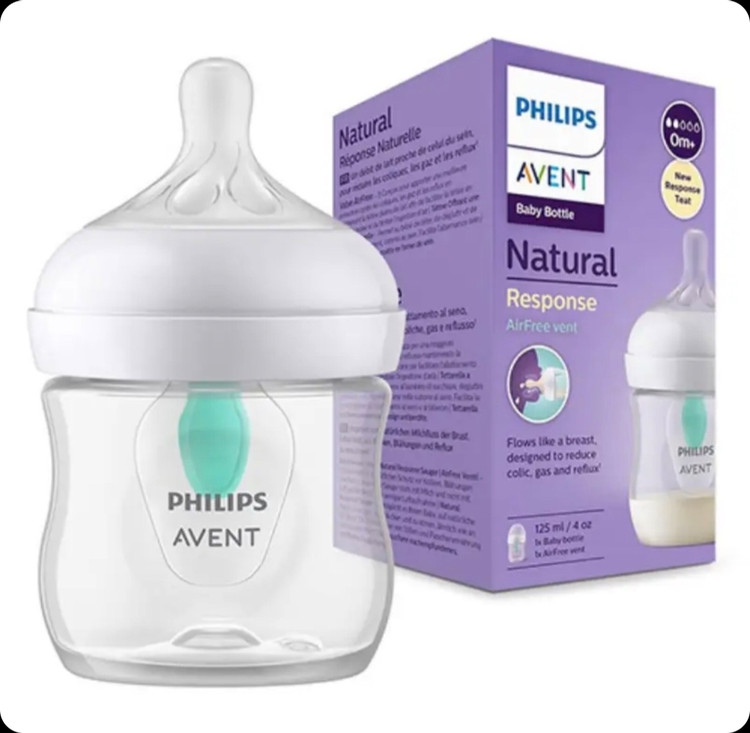 شیشه شیر نچرال ۱۲۵میل اونت سری ریسپانس سوپاپدار avent (اصلی)