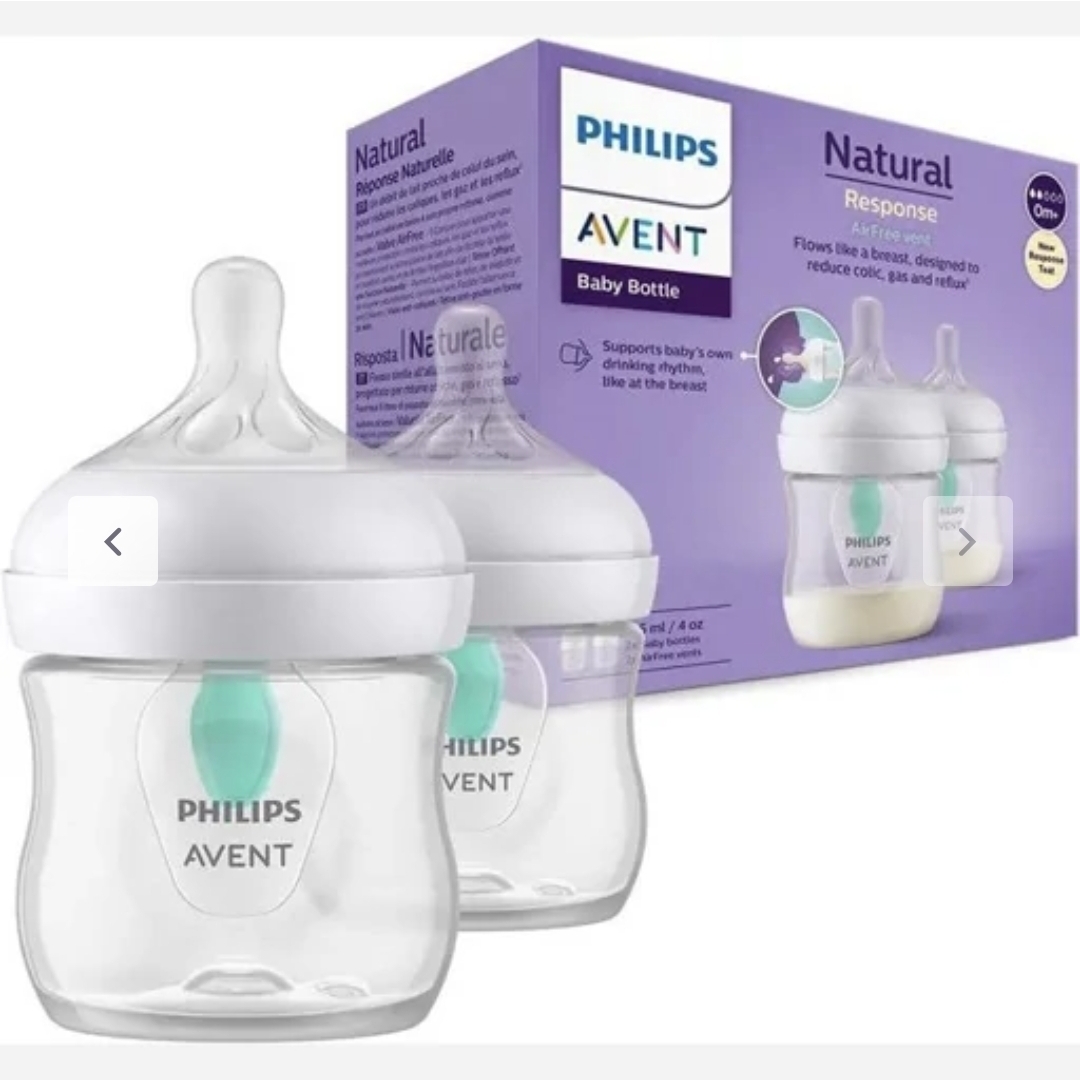 شیشه شیر تکی 125 میلی لیتر (جعبه باز)سوپاپ دار ریسپانس فیلیپس اونت Avent(اصلی)